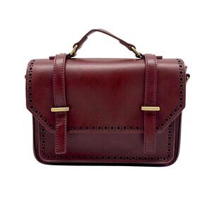Ecosusi Burgundy Vegan Leather Top Handle Briefcase Satchel